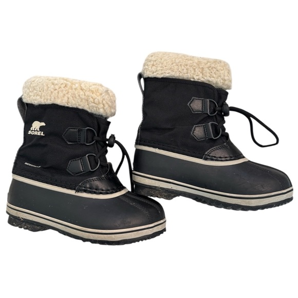 Sorel Kids’ Yoot Pac Waterproof Snow Boot Black and Faux-Shearling - Picture 1 of 9